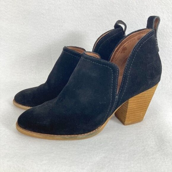 Jeffrey Campbell Rosalee Black Suede Block Heel Ankle Booties Size 8.5 - Picture 4 of 9